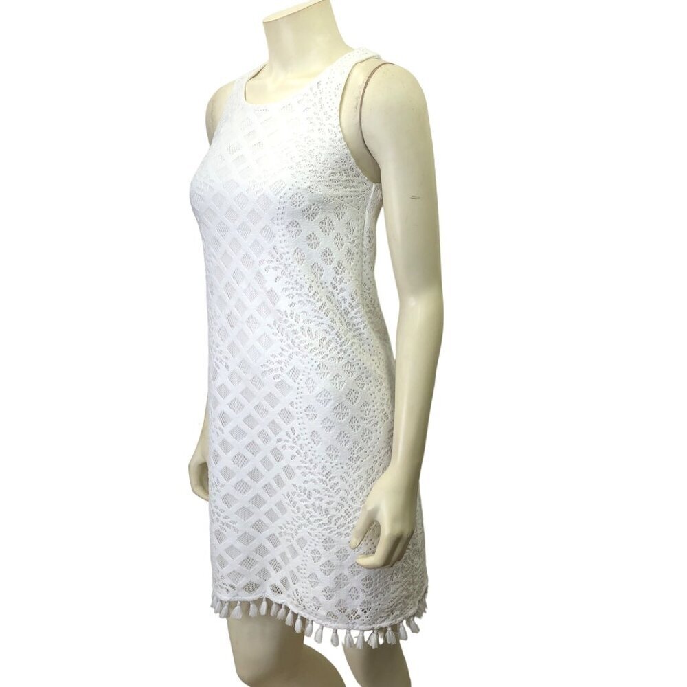 Lilly Pulitzer white lace tassel shift dress size 4 style 28830